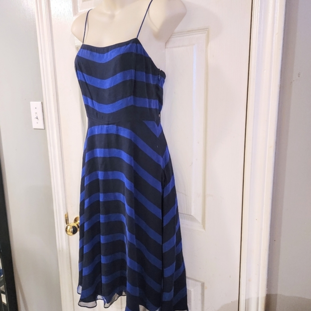 Halston Heritage 100% Silk Striped Summer Dress Size 2